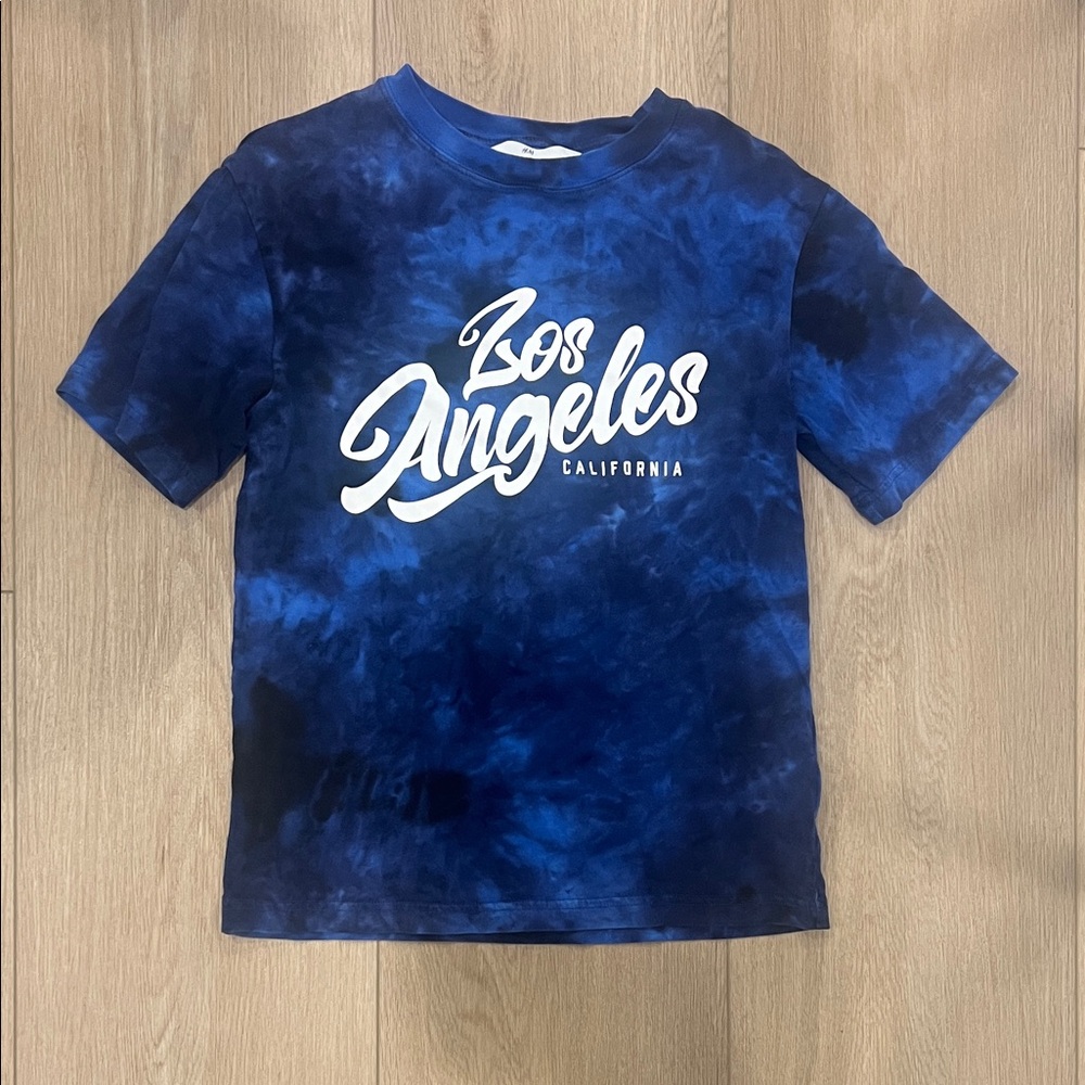 H&M Navy Tie-Dye Tee with Los Angeles Print